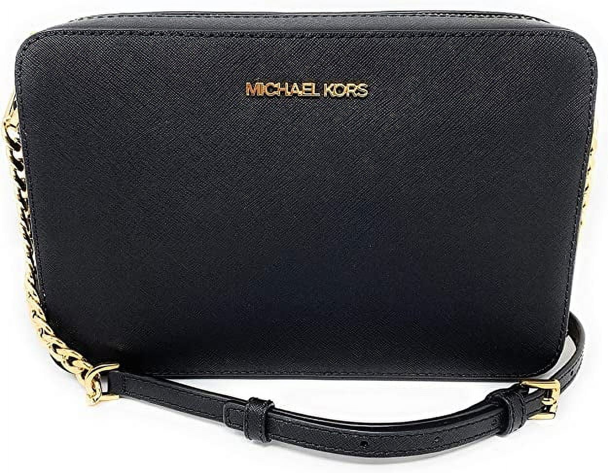 Michael Kors Women's Top Zip Closure Saffiano Leather Crossbody Bag, Black | Walmart (US)