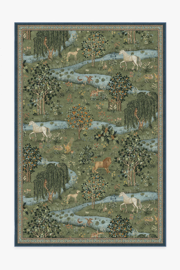 Morris & Co. Owl & Willow Green Premium Rug | Ruggable
