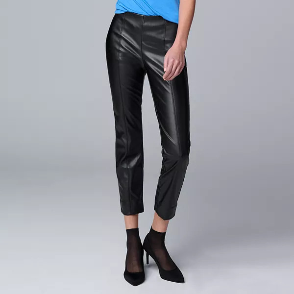 Women's Simply Vera Vera Wang Pull-On Faux-Leather Ankle Pants | Kohl's