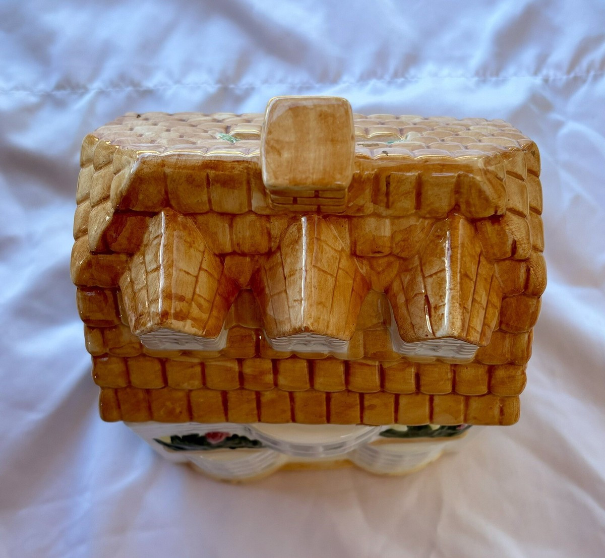 Cookie Jar House Country Home Canister Container White Flowers Vintage Collector  | eBay | eBay US