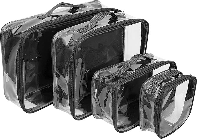 Clear Packing Cubes set of 4 / Packs 7-10 Days of Clothes/Premium PVC Plastic Storage Cube | Amazon (US)