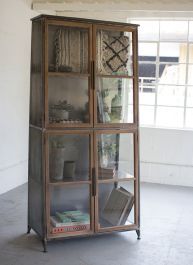 Glass Door Slanted Display Cabinet | SHIPS FREE | Antique Farm House