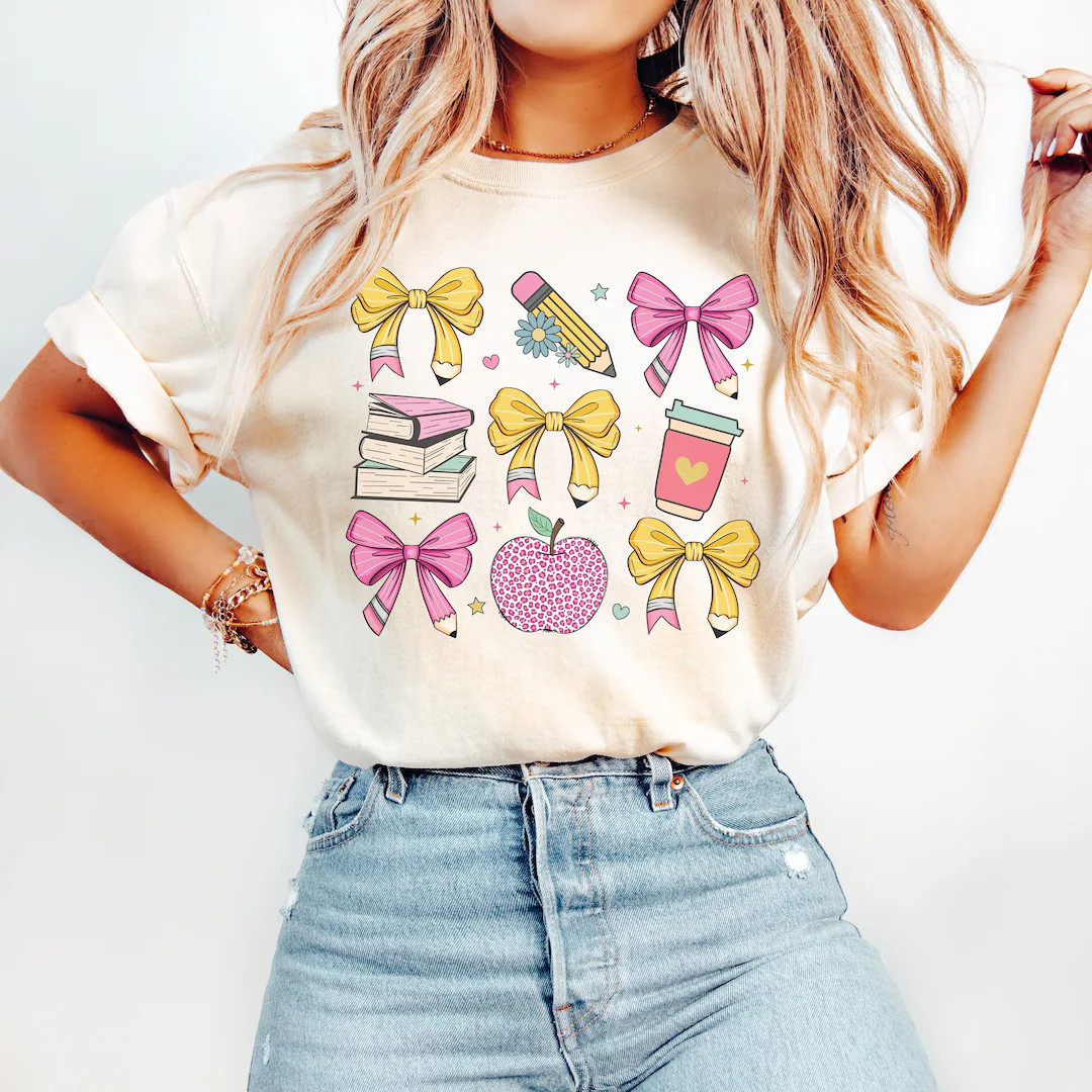 Coquette Teacher Shirt, Comfort Colors Teacher Tee, Back to School, Cute Teacher Gift, 1st Day of... | Etsy (US)