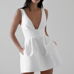 White Pleated Fit and Flare Mini Dress | Poshmark