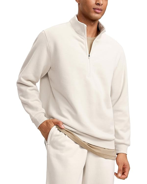 CRZ YOGA Fleece Lined Half Zip Sweatshirts for Men Mock Neck Pullover Sweatshirt Casual Workout D... | Amazon (US)