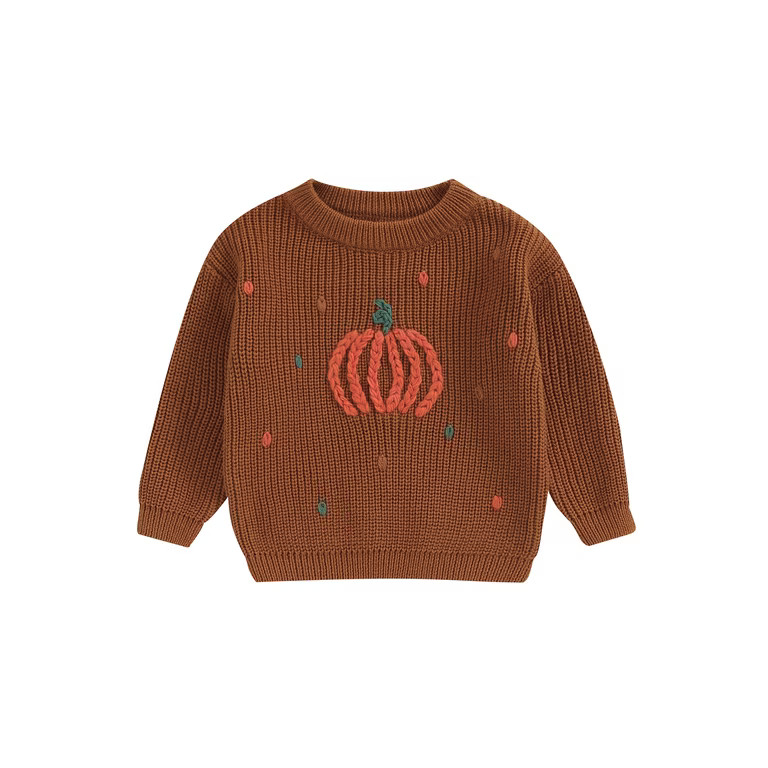 ZIYIXIN Toddler Boy Girl Halloween Sweater Pumpkin Pattern Long Sleeve Round Neck Chunky Knitwear... | Walmart (US)