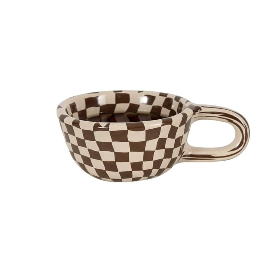 Creative Irregular Checkerboard Coffee Mug - Ceramic Office Cup, High-Value Retro Afternoon Tea S... | Amazon (US)