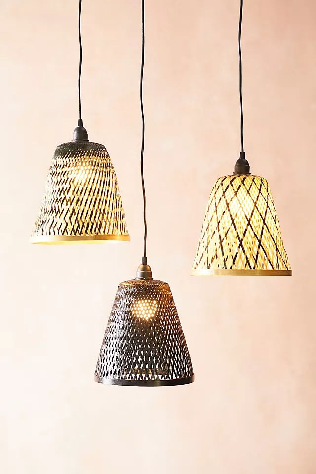 Black Woven Rattan Pendant | Anthropologie (US)