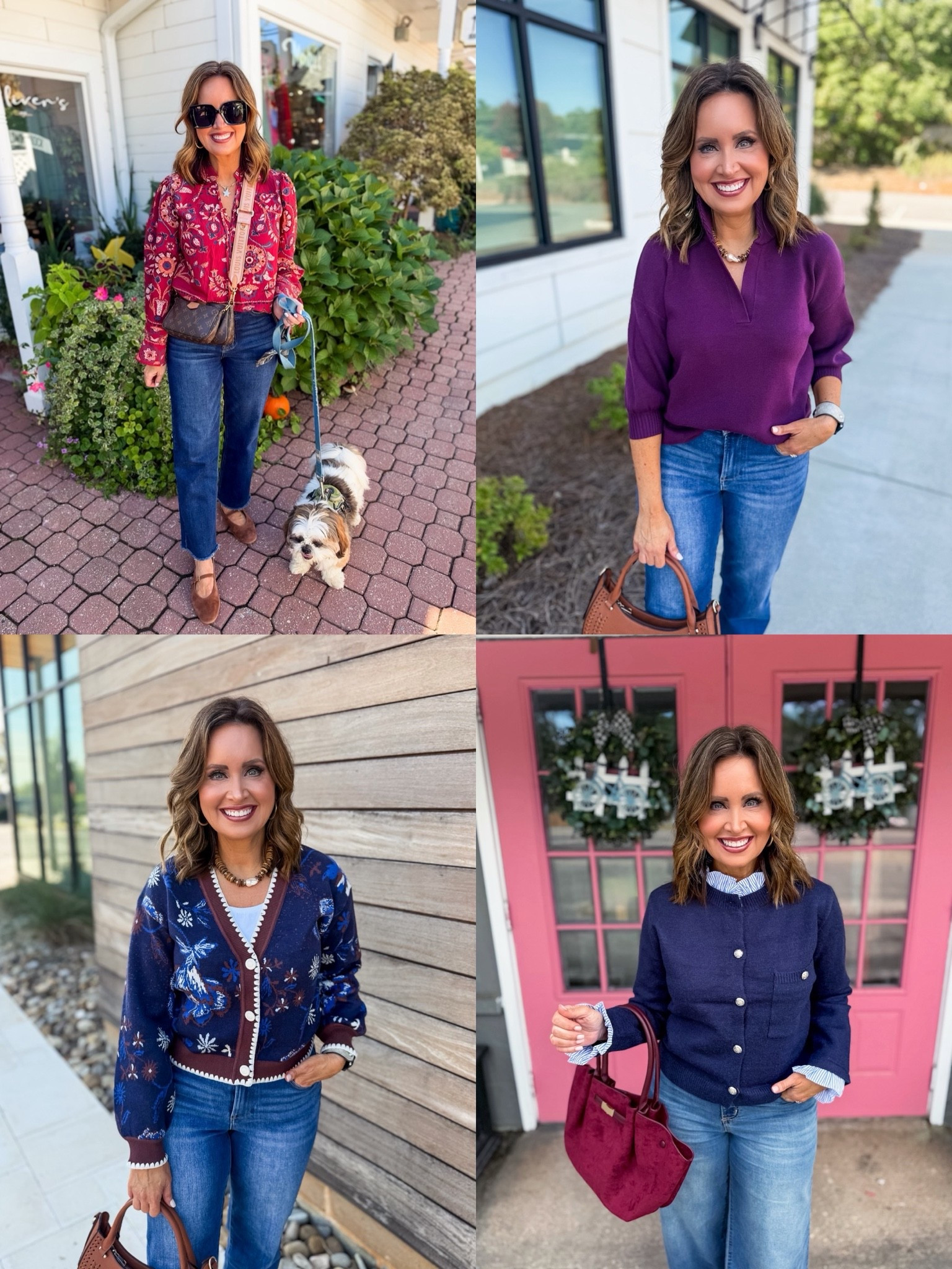 BOGO SALE!
Everything is buy one, get one half off today!

Brown jacket - size up 
Green & purple 3/4 sleeve sweaters - size down

#LTKootd #LTKSaleAlert #LTKOver40