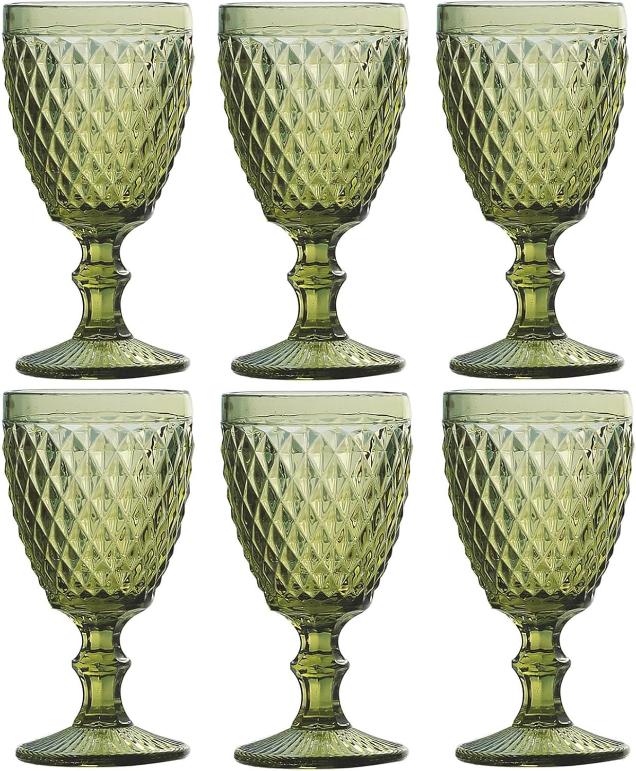 Taganov Green Drinking Wine Glasses set of 6 Vintage Glassware Colored Water Goblets 10 oz for We... | Amazon (US)
