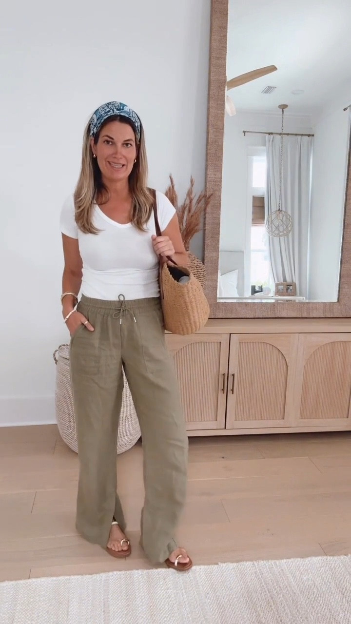 My favorite linen pants and shorts.  True to size.  

#LTKTall #LTKOver40 #LTKmomlife