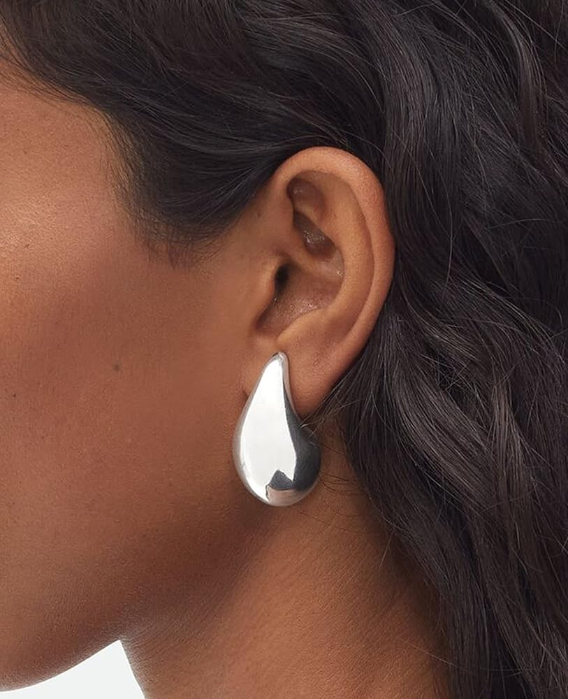 Tear Drop Earrings Dupes For Women, 14k Gold Plated Hollow Chunky Hoop Hypoallergenic Waterdrop F... | Amazon (US)