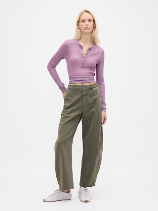 Mid Rise Twill Barrel Pants | Gap (US)