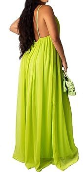 LightlyKiss Women's Sexy Summer Chiffon Evening Dresses Backless Long Maxi Flowy Sundress | Amazon (US)