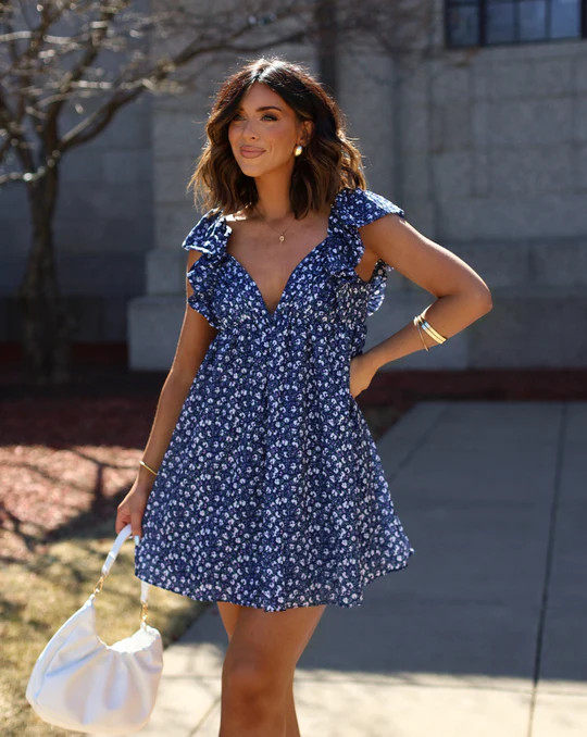 Daniela V-Neck Babydoll Mini Dress | VICI