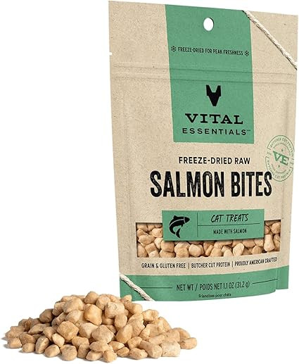 Vital Essentials Freeze Dried Raw Cat Treats, Salmon Bites, 1.1 oz | Amazon (US)