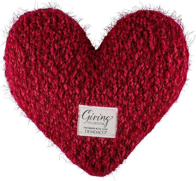 DEMDACO Giving Heart Cranberry Red 10 x 11 Cotton Weighted Plush Decorative Throw Pillow | Amazon (US)