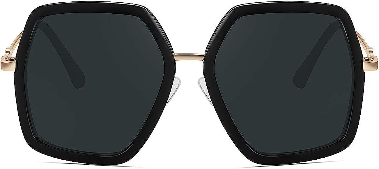 Oversized Fashion Sunglasses For Women Hexagon Inspired Brand Designer Style | Amazon (US)