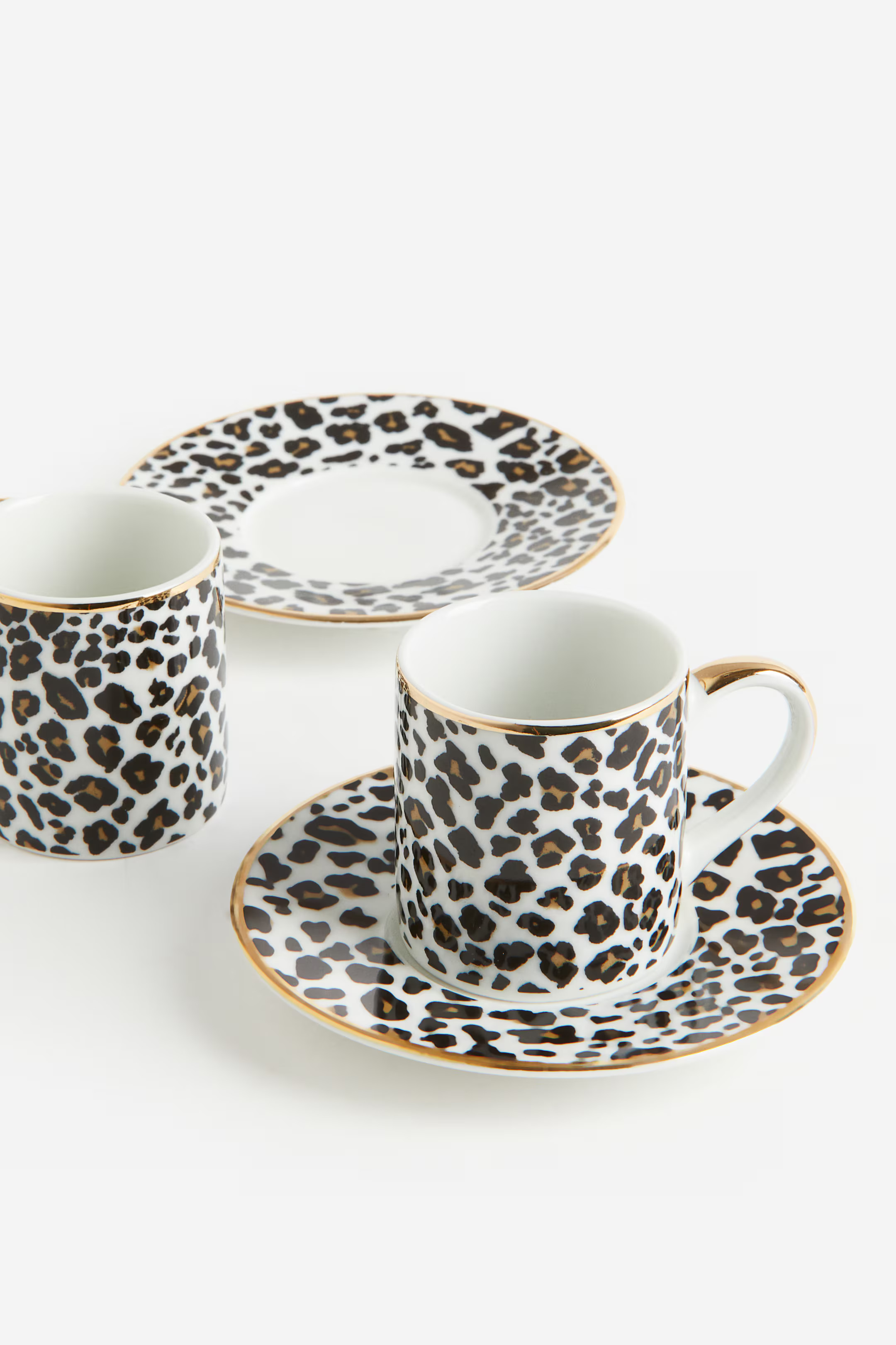 2-pack Espresso Cup and Saucer - White/leopard print - Home All | H&M US | H&M (US + CA)
