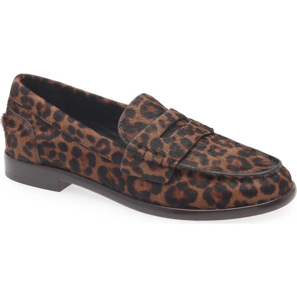 rag & bone Carter Genuine Calf Hair Penny Loafer in Leopard at Nordstrom, Size 8Us | Nordstrom