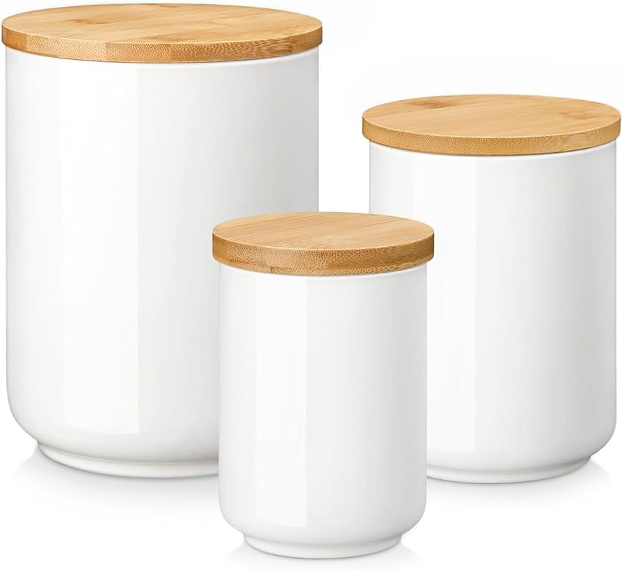 MALACASA Canisters Sets for the Kitchen, Ceramic Kitchen Canisters for Countertop, Coffee jar wit... | Amazon (CA)