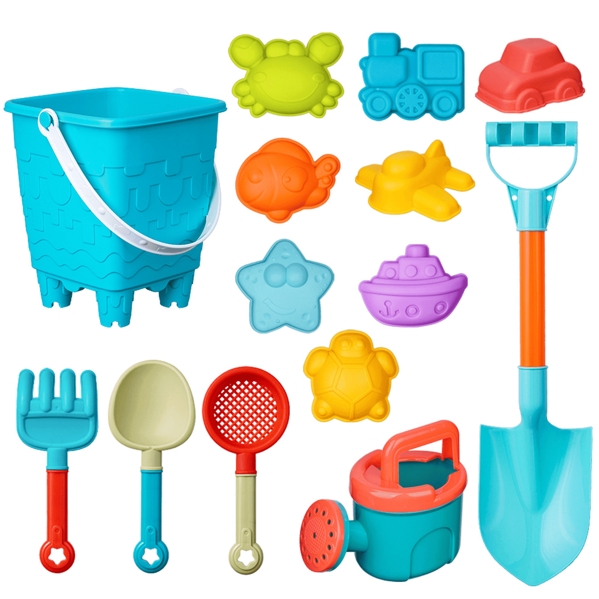 KEYAHAPPY Beach Toys, 14 Piece Sand Toys Set Kids Sandbox Toys Includes Sand Buckets, Watering Ca... | Walmart (US)