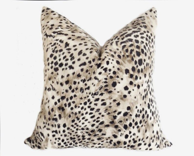 Pillow Cover, Faux Animal Fur Pillow cover, throw pillow, Cheetah Beige Black Pillow, 18x18, 20x2... | Etsy (US)