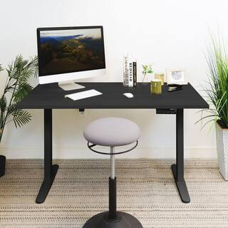 55 in. Rectangular Black Tabletop Dual Motor Electric Standing Desk with Black Base | The Home Depot