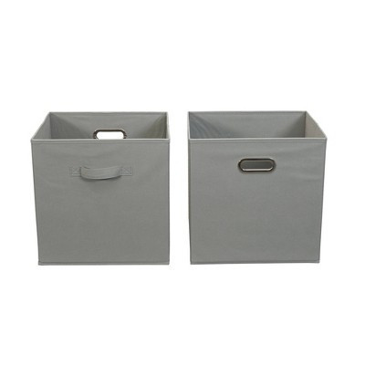 Household Essentials 2pc 12" x 13" Fabric Storage Bin Set Light Gray: Polyester, Handles, Folds Flat, 13 Inch Cube System | Target