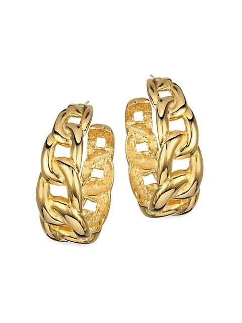 22K Goldplated Chain-Link Hoop Earrings | Saks Fifth Avenue