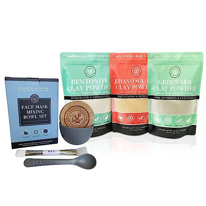 Bare Essentials Living Spa Gift Set for Women - Stylish Face Mask Mixing Bowl Set with Bentonite ... | Amazon (US)