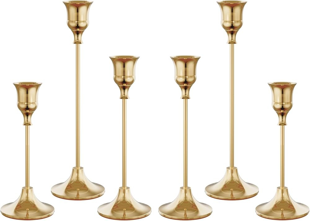 NLBTW Gold Candlestick Holders Set of 6, NLBTW Candle Stick Taper Candle Holder, Vintage Decorati... | Amazon (CA)