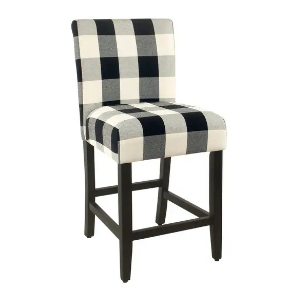 Porch & Den Minna Black/ Cream Plaid-upholstered Parsons Counter Chair - 24 inches | Bed Bath & Beyond