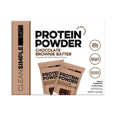 Clean Simple Eats Protein Powder - Chocolate Brownie Batter - 9.5oz/10ct: Whey Protein Isolate, 20g Protein | Target