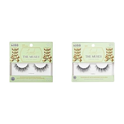 KISS Lash Couture The Muses Collection False Eyelashes, Noblesse' & Legacy', 12 mm, Handmade, Refined Faux Silk, Reusable Strip Lashes Bundle, 1 Pair Each | Amazon (US)
