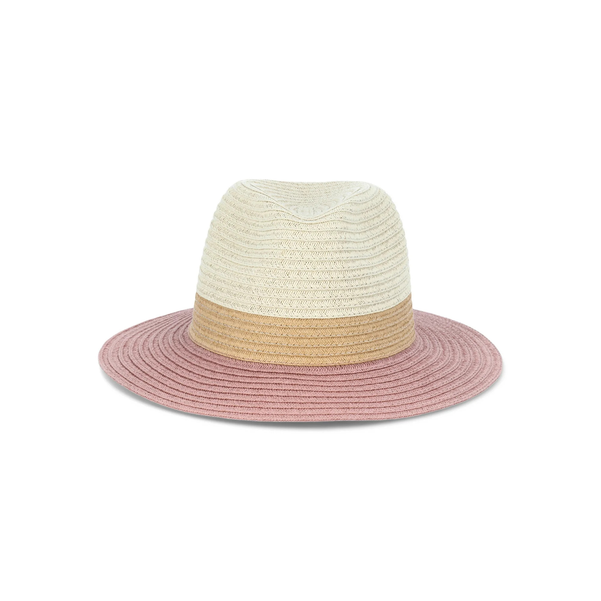 Time and Tru Women’s Tricolor Panama Hat, Mauve, One Size Fits Most | Walmart (US)