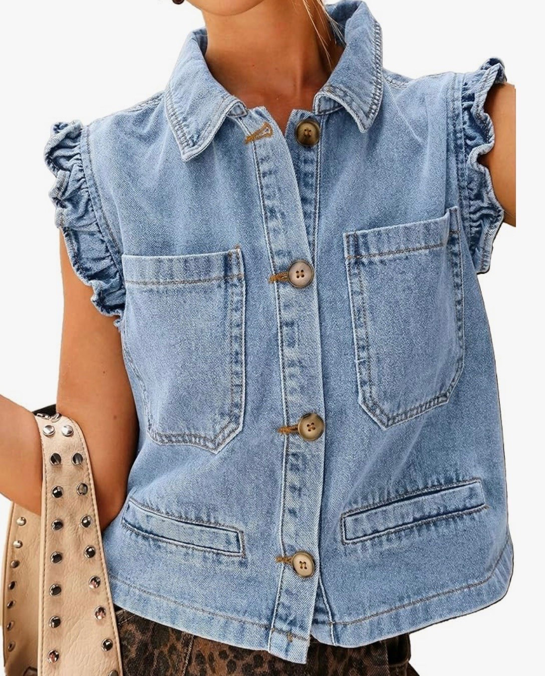 The sweetest vest on Amazon!!

Women Sleeveless Ruffle Cuffed Cropped Jean Vests Tops Trendy 2026

#LTKOver40 #LTKSaleAlert