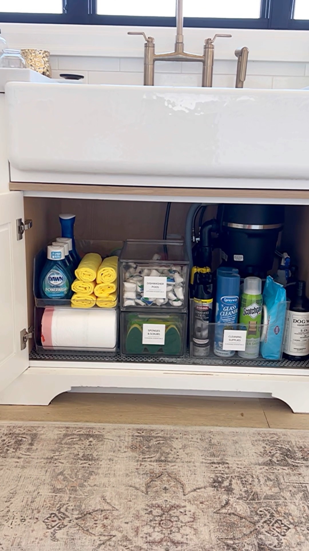 Acrylic containers are the easiest and cleanest way to transform those messy cleaning bottles that constantly get knocked over under your sink! #andrewhome #homeorganization #kitchenorganization

#LTKunder50 #LTKfamily #LTKhome