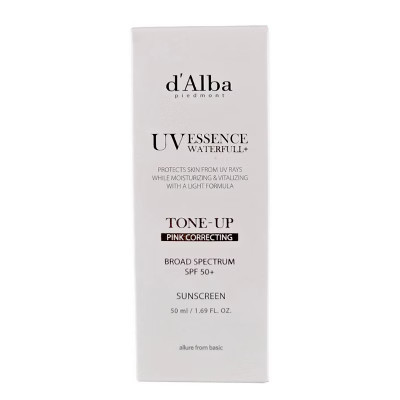 D'Alba UV Essence Waterfull + Sunscreen Pink Tone-Up Sun Cream SPF50+ - 1.69 oz - Your daily essence of sun-kissed, truffle-powered glow | Target