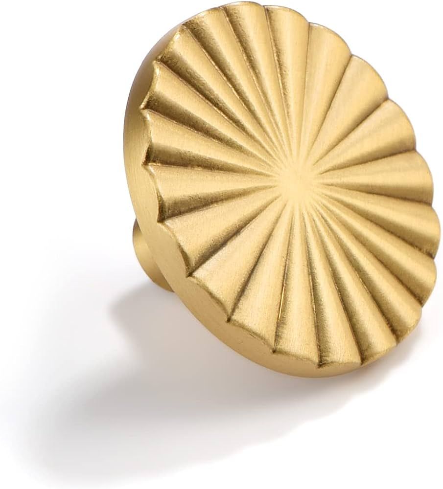 SNBTLA Solid-Brass Drawer Cabinet Knobs - 5 Pack Brushed Gold Handles Hardware for Dresser Kitche... | Amazon (US)