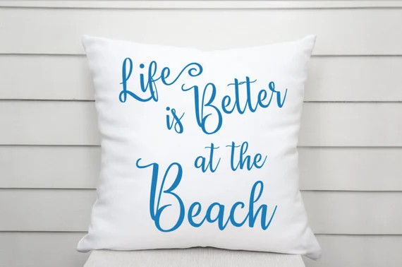 Life is Better at the Beach Pillow, Beach House Condo Decor, Beach House Porch Pillow | Etsy (US)