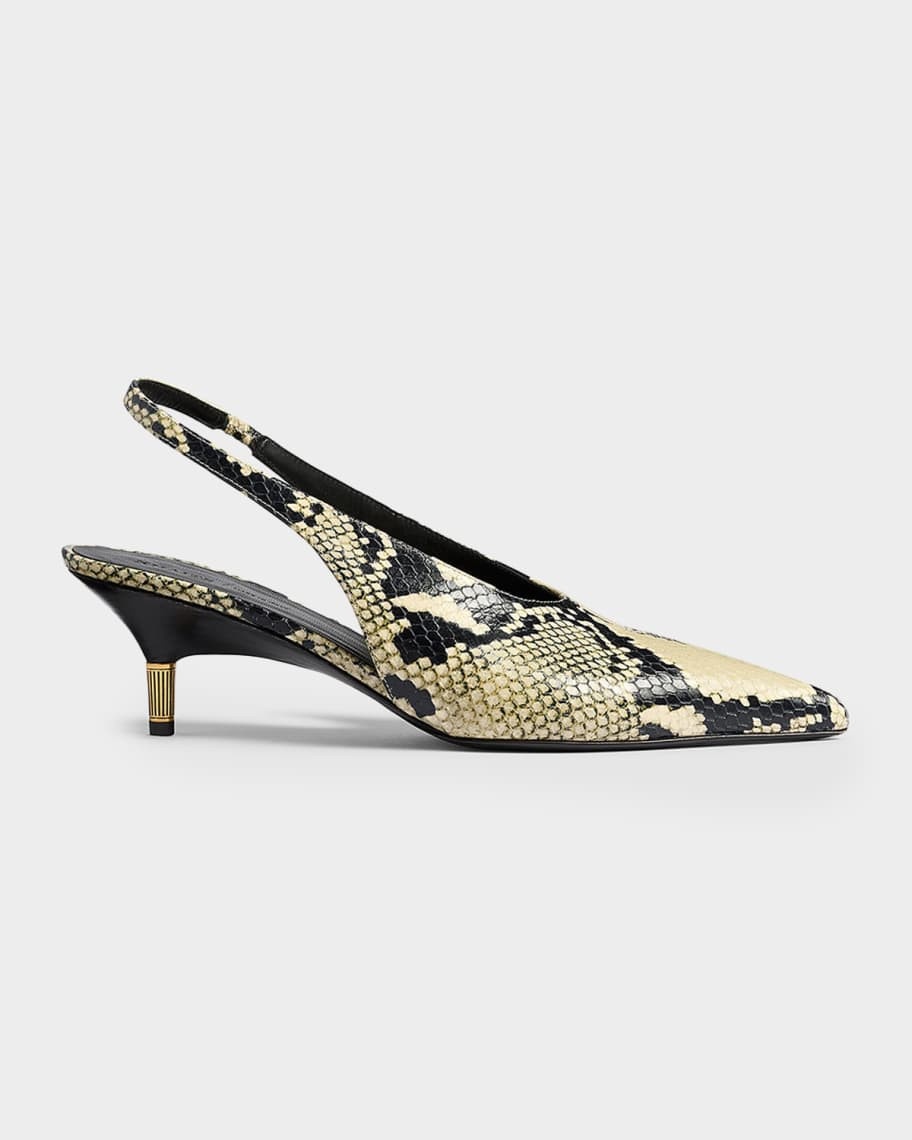 Khaite 55mm Bella Snake-Embossed Leather Pumps | Neiman Marcus