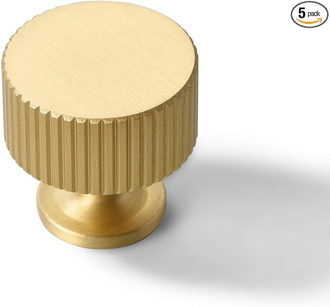 SALISENG- 5 Pack Solid Brass Kitchen Cabinet Knobs,Matt Gold Drawer Pulls, 1.1-Inch 28mm Diameter... | Amazon (US)