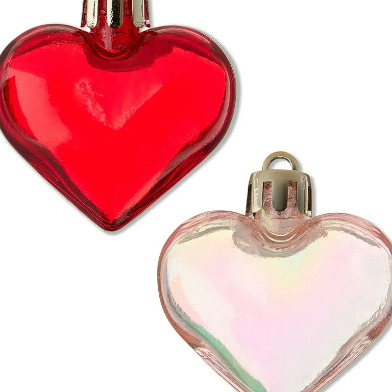 Heart Ornament Decorations, Red and Iridescent, 12 Count, Valentine's Day by Way To Celebrate | Walmart (US)
