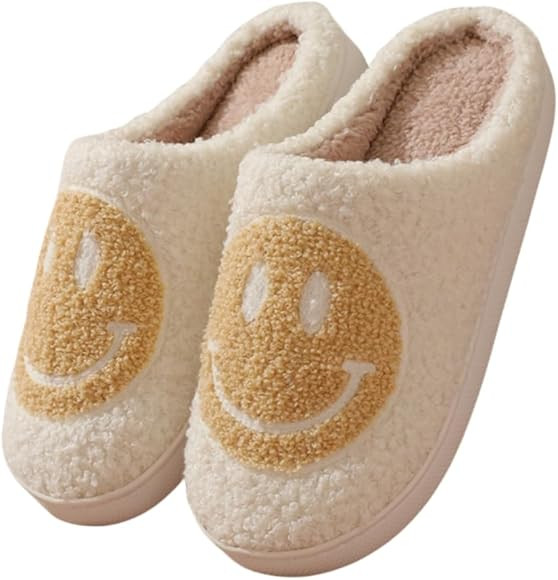 FAYUEKEY Slippers for Women Cute Fluffy Smile Face House Cushion Slippers | Amazon (US)