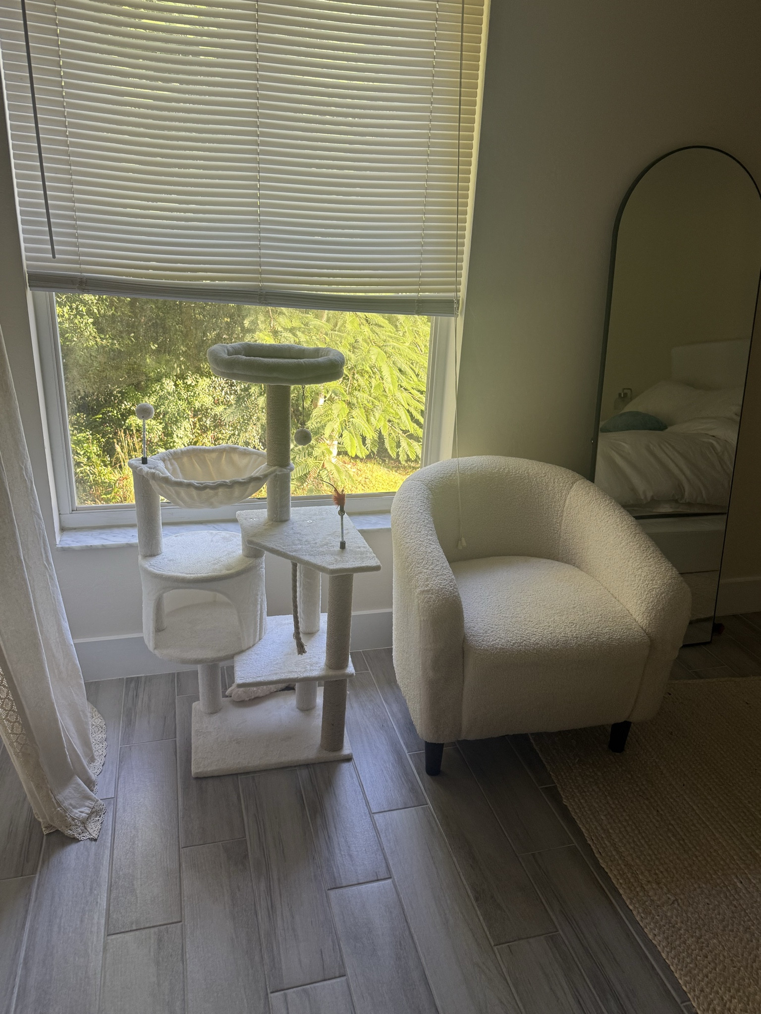 Aesthetic cat tree & boucle chair from Amazon that came as a set 

#LTKFindsUnder100 #LTKHome