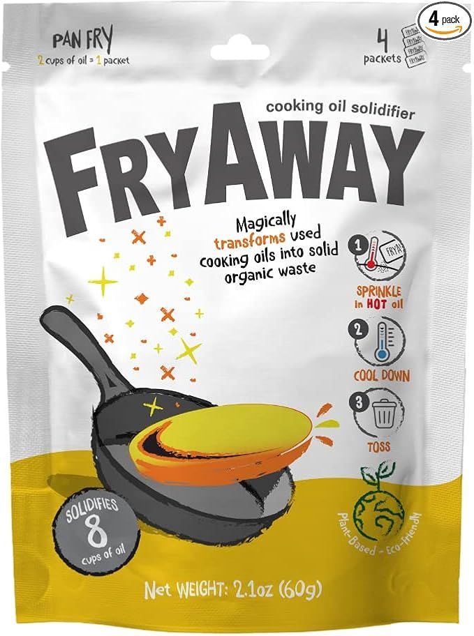 FryAway Pan Fry Waste Cooking Oil Solidifier Powder, 100% Plant-Based Cooking Oil Disposal, 1 Pac... | Amazon (US)