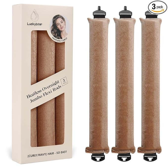 Overnight Heatless Hair Curler Blowout Rods Jumbo, Heatless Curls Satin Jumbo Flexi Rods to Sleep... | Amazon (US)
