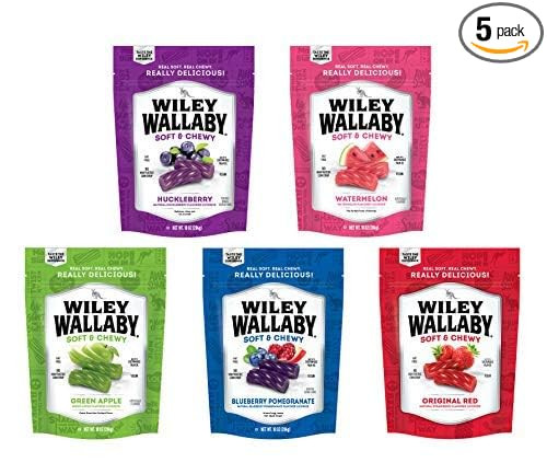 Wiley Wallaby Ultimate Fruit Variety Australian Licorice (5 - 10 oz bags) Red, Green Apple, Water... | Amazon (US)