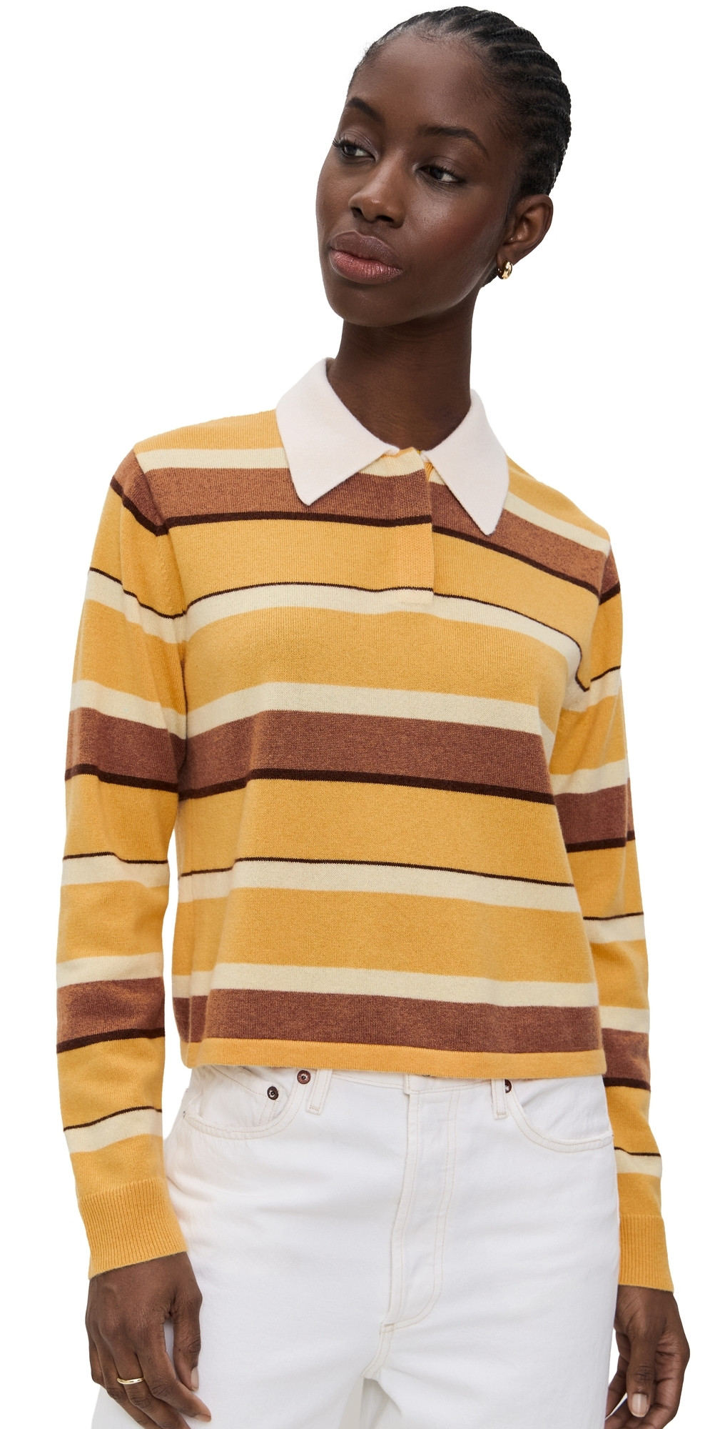 Guest in Residence Cashmere Cropped Stripe Rugby Sweater Sole Combo XS | Shopbop
